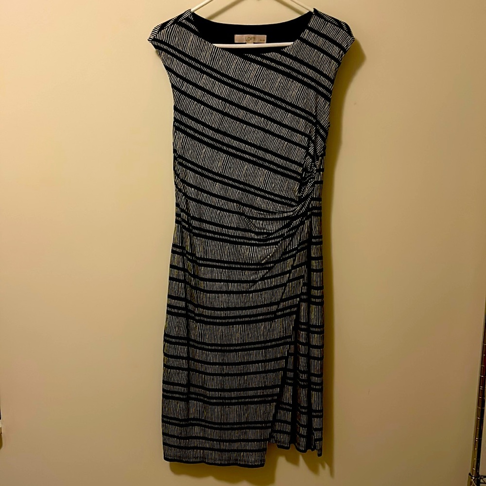 Ann Taylor LOFT black and white dress, size petite small